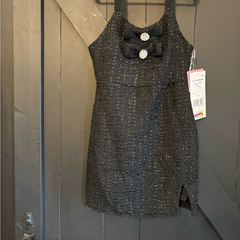 Rare Editions Black Textured Kids Dress